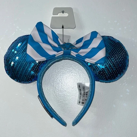 Loungefly Limited Edition Disney Parks Black & Blue Sequin Minnie Ears Headband Disney Parks DESIGNER Collection Loungefly Minnie Mouse Ears  main image 3